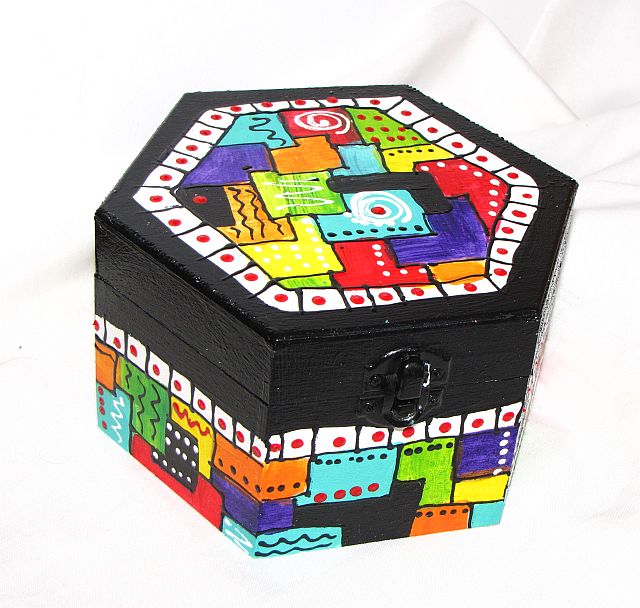 cutie din lemn hexagon - 014 cutie din lemn hexagon - 014